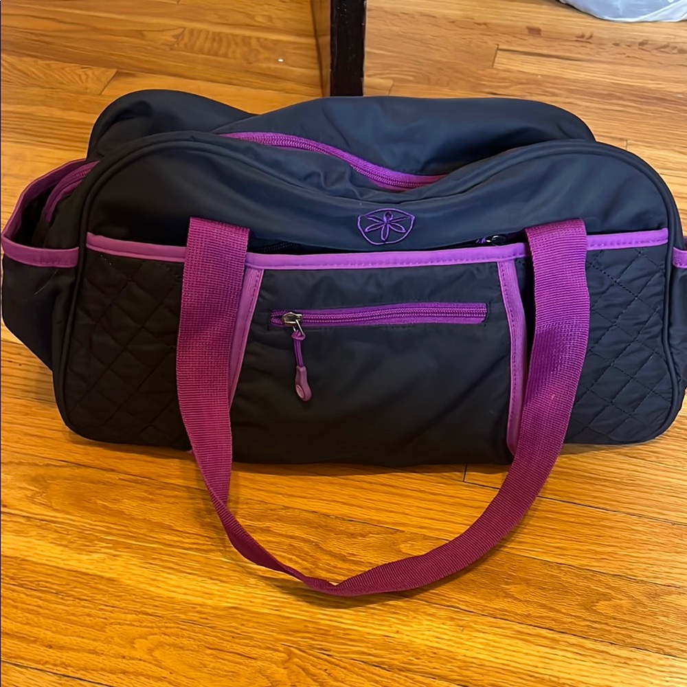 Black and Purple Quilted Yoga Bag